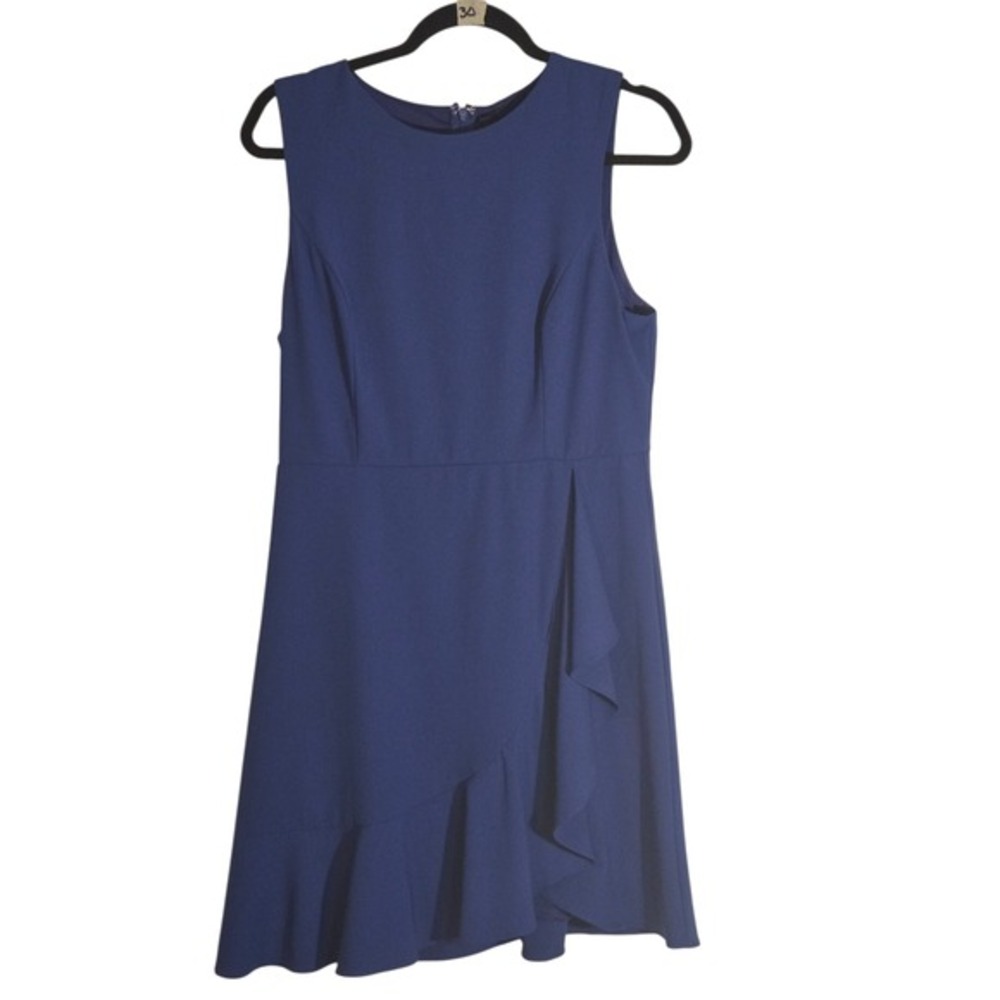 DO+BE Royal‎ Blue Ruffle Accent Sleeveless Fit Flare Dress Women Size L